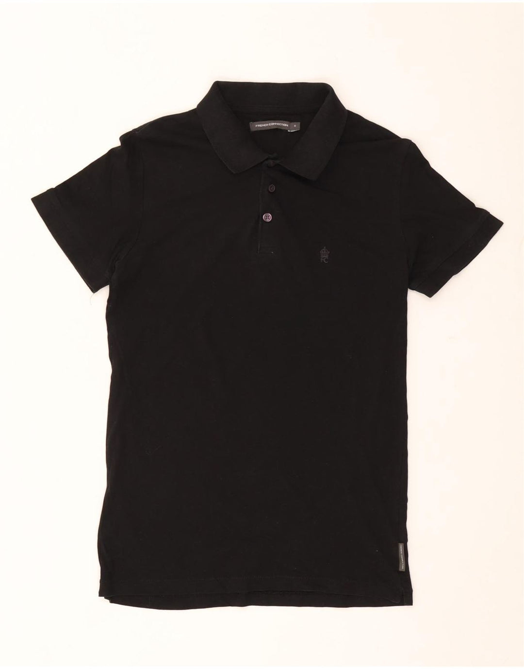 Camisa polo masculina French Connection pequena de algodão preto