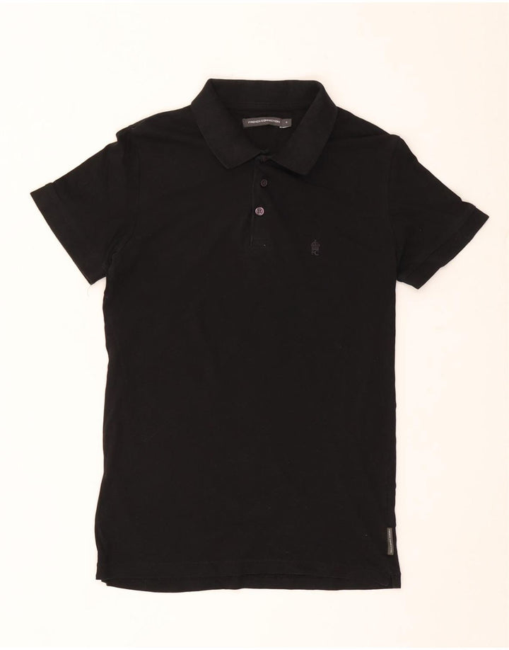 Camisa polo masculina French Connection pequena de algodão preto