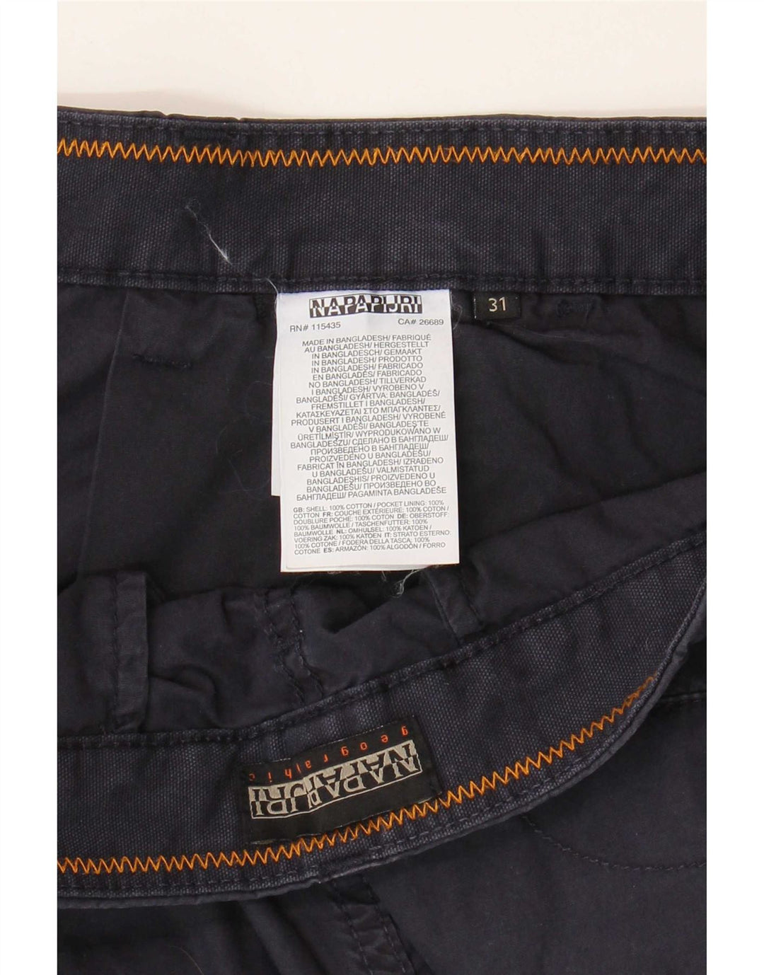 Napapijri Mens Chino Shorts W31 Médio Algodão Azul Marinho