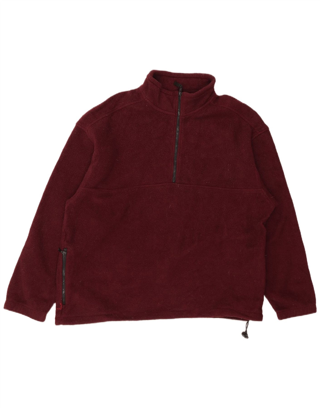 Eddie Bauer Suéter masculino de lã com zíper e gola grande poliéster cor de vinho