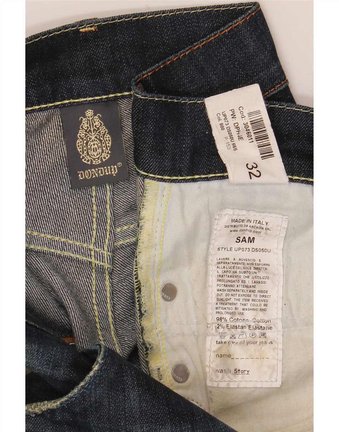 Dondup Mens Sam Skinny Jeans W32 L29 Azul Marinho Algodão