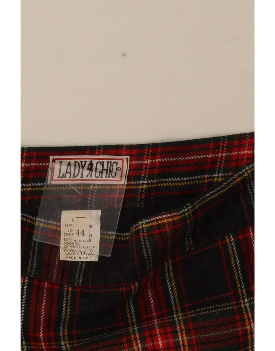 Saia lápis feminina vintage IT 44 médio W28 poliéster xadrez preto