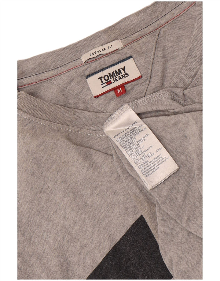 Tommy Hilfiger Camiseta masculina regular fit gráfica top médio algodão cinza