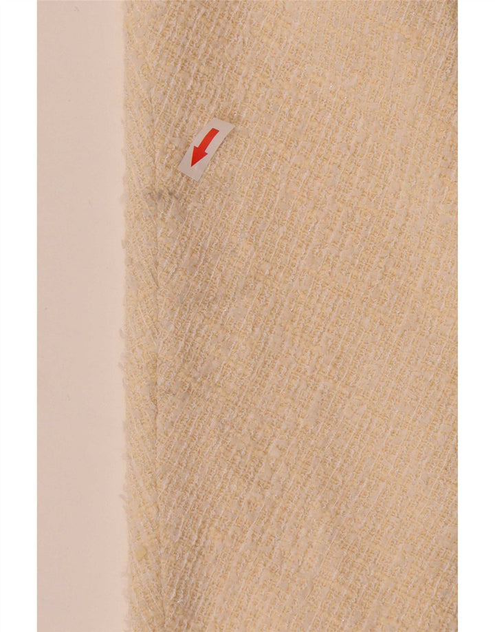 Jaqueta blazer feminina Zara com peito duplo UK 12 poliéster branco médio