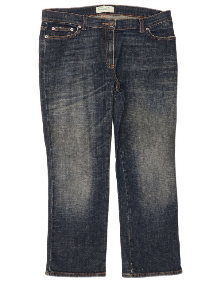 Jeans recortados femininos Benetton W32 L25 azul