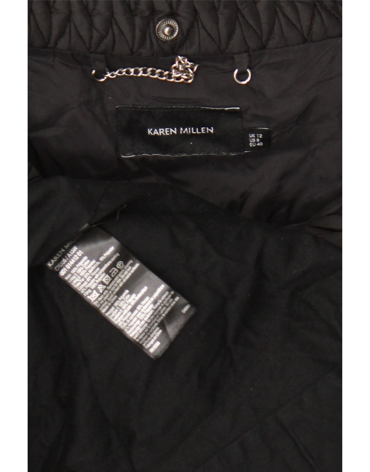 Casaco acolchoado feminino Karen Millen UK 12 médio preto poliamida