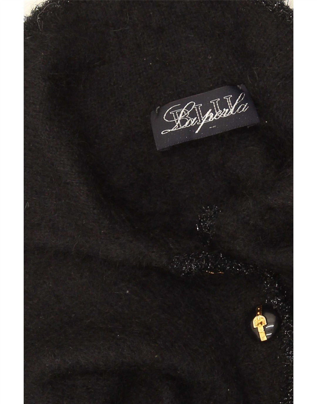Suéter cardigã feminino La Perla Reino Unido 12 mohair preto médio