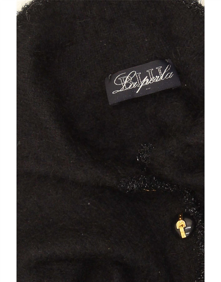 Suéter cardigã feminino La Perla Reino Unido 12 mohair preto médio