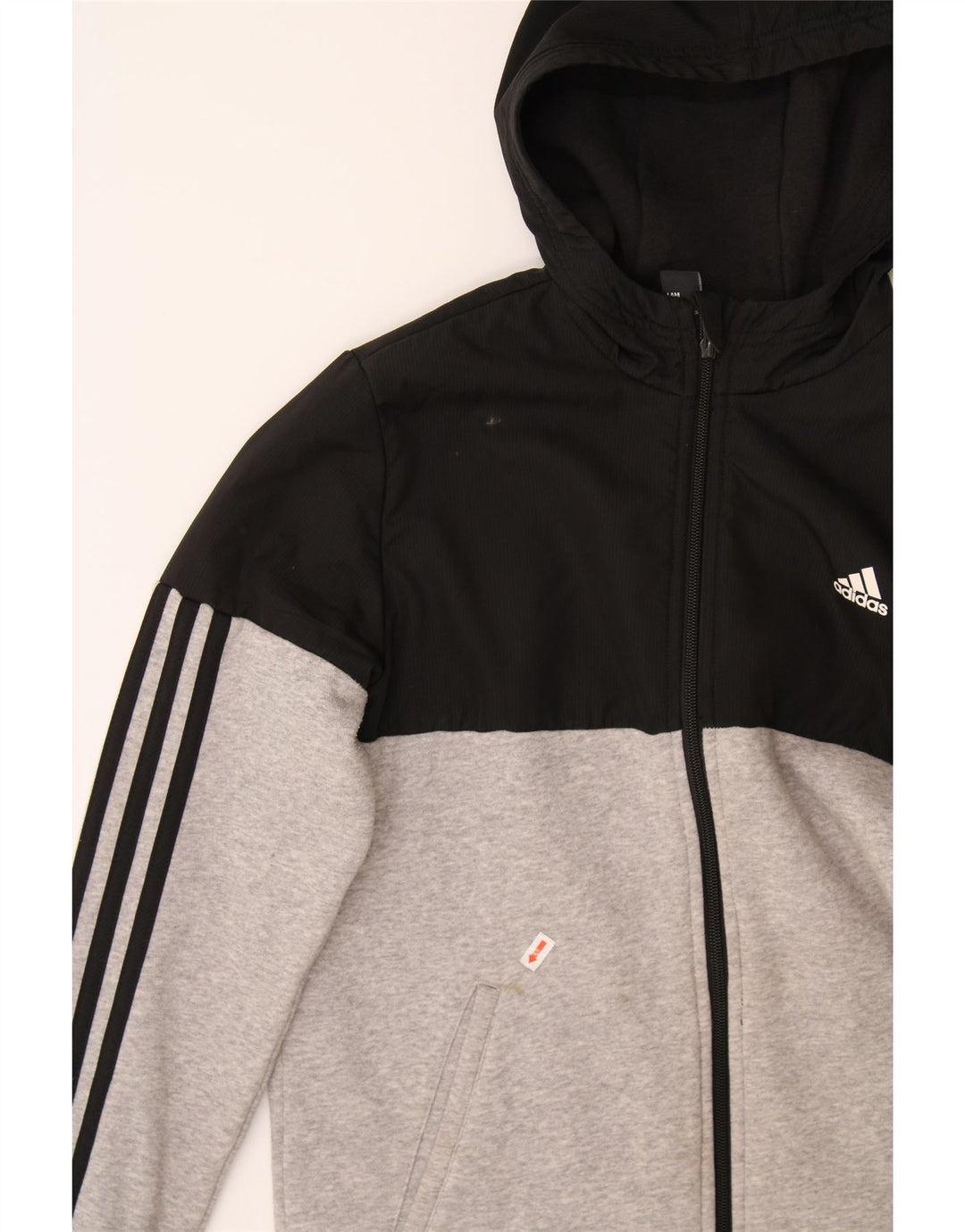 ADIDAS Womens Graphic Zip Hoodie Sweater UK 12 Medium Grey Colourblock Vintage Adidas and Second-Hand Adidas from Messina Hembry 