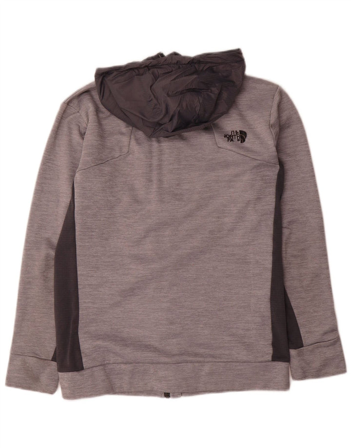 Suéter masculino com capuz e zíper The North Face pequeno poliéster manchado cinza
