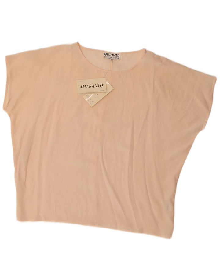 Blusa oversized feminina Amaranto UK 16 grande seda bege