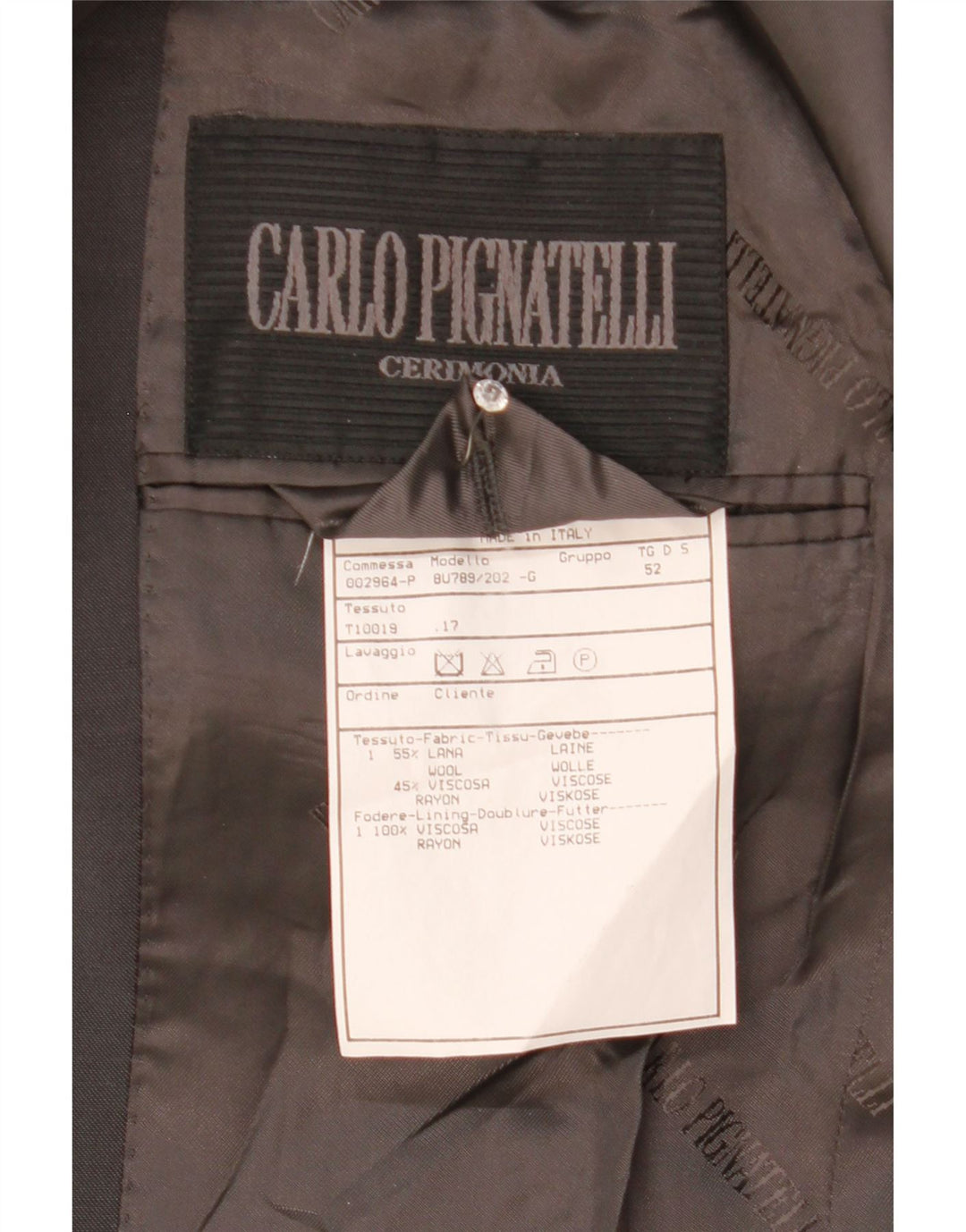 Jaqueta blazer masculina de 3 botões CARLO PIGNATELLI IT 52 XL lã cinza