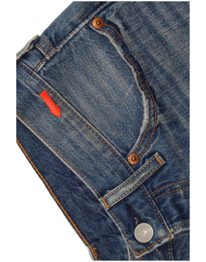 Shorts jeans feminino Levi's 501 desgastado W26 pequeno algodão azul
