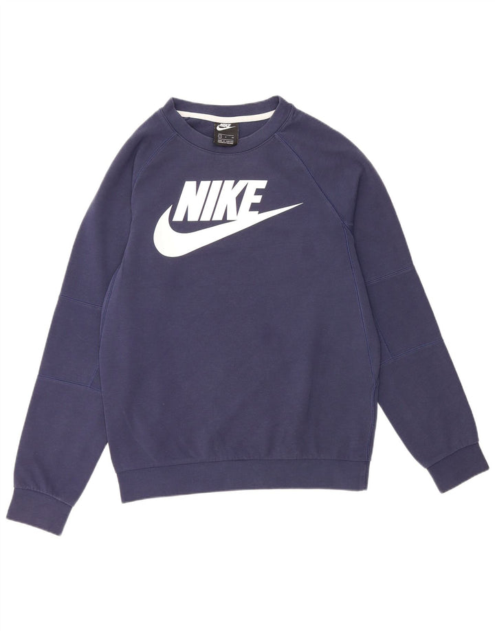 NIKE Mens Graphic Moletom Jumper Pequeno Azul Marinho Algodão