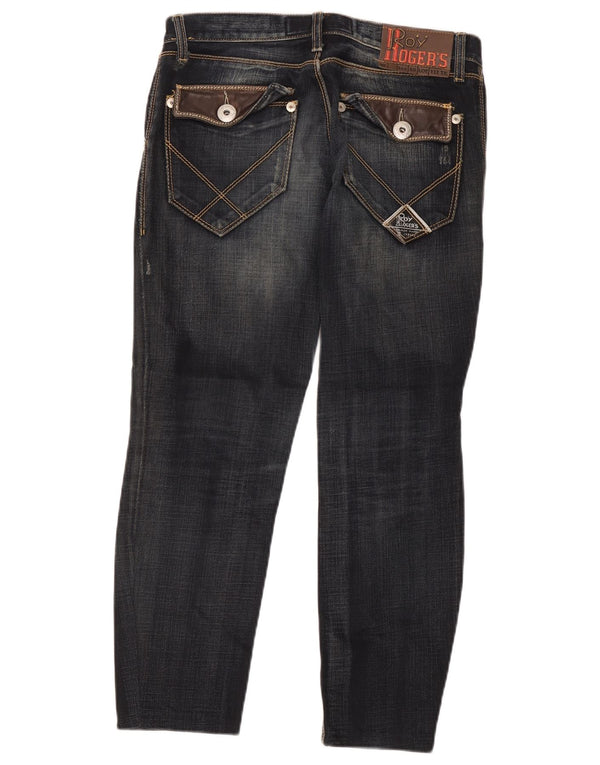 Calça jeans feminina Roy Rogers desgastada W28 L26 azul