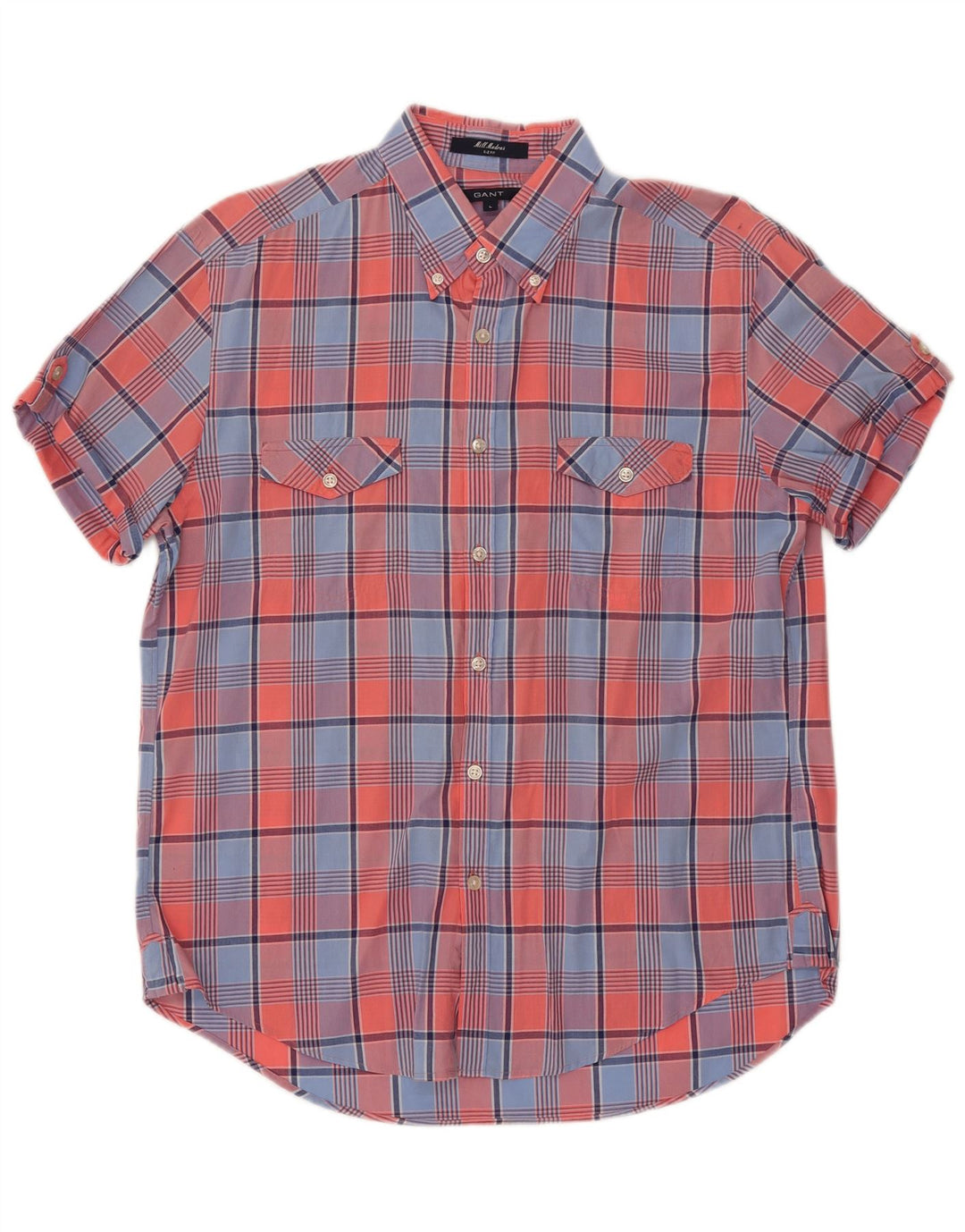 Camisa masculina Gant E-Z Fit manga curta grande algodão xadrez multicolorido