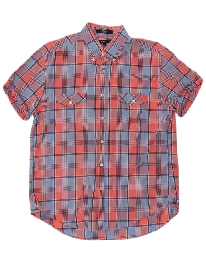 Camisa masculina Gant E-Z Fit manga curta grande algodão xadrez multicolorido