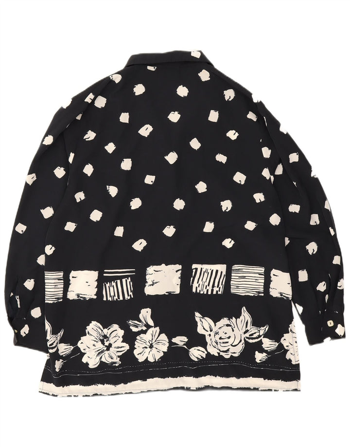 Jaques Vert blusa feminina oversized Reino Unido 16 grande azul marinho floral