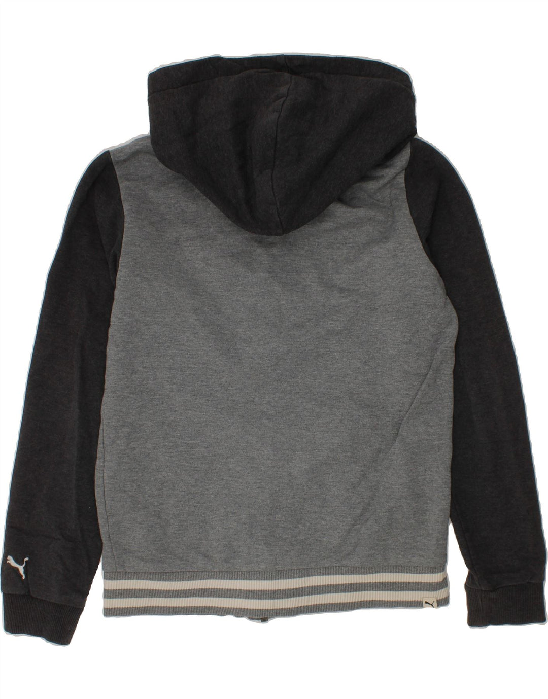 PUMA Boys Graphic Zip Hoodie Sweater 11-12 Years Grey Cotton Vintage Puma and Second-Hand Puma from Messina Hembry 
