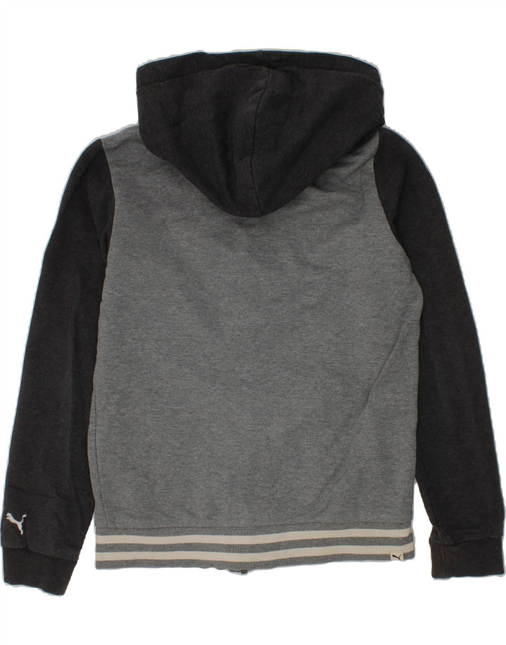 PUMA Boys Graphic Zip Hoodie Sweater 11-12 Years Grey Cotton Vintage Puma and Second-Hand Puma from Messina Hembry 