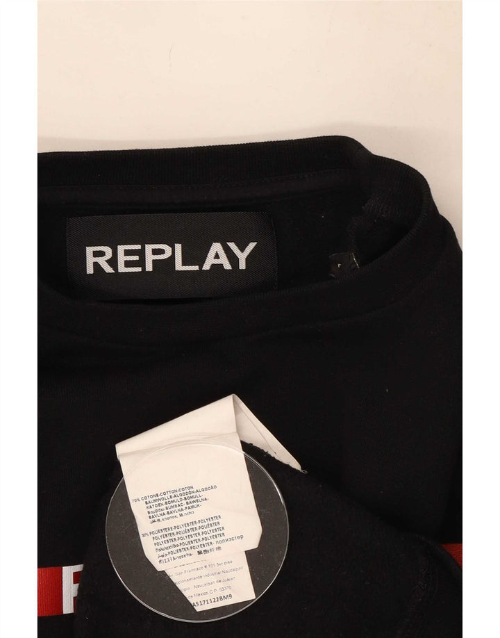Replay moletom gráfico masculino jumper grande algodão colorblock preto