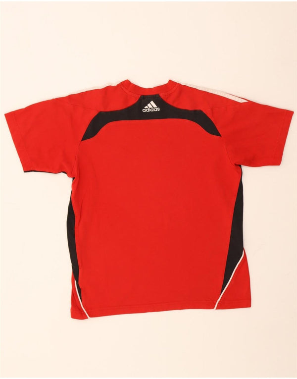 Camiseta Adidas Boys Climalite Top 13-14 Anos Vermelho Colorblock Algodão
