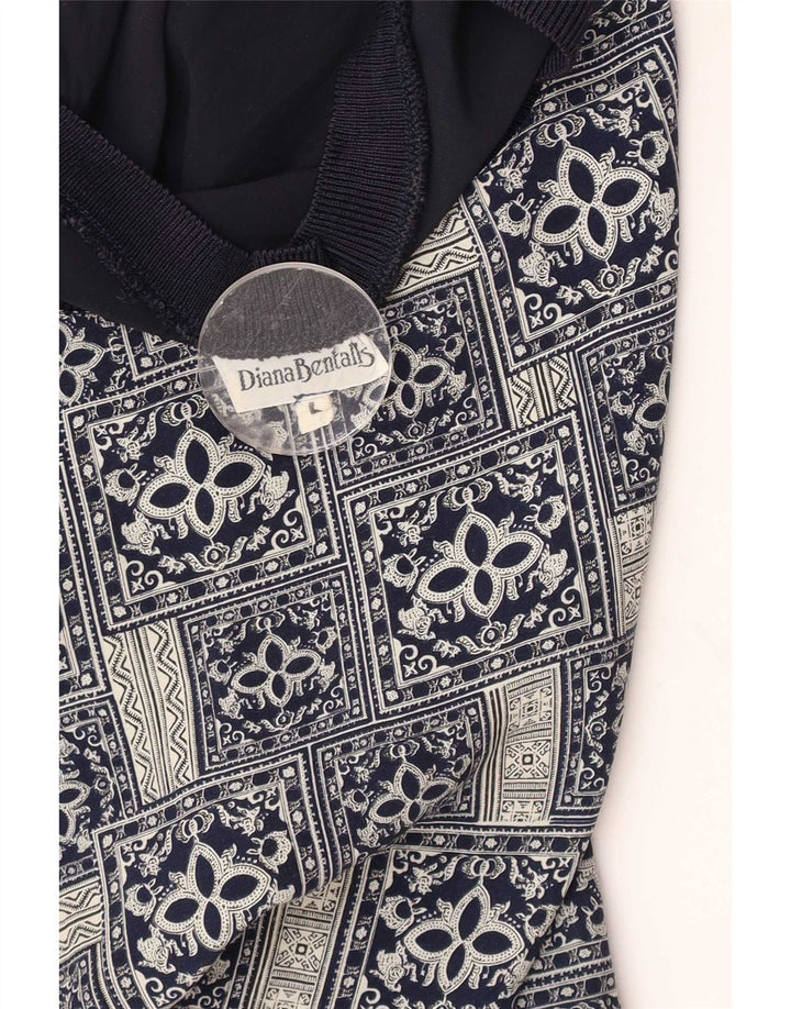 Blusa feminina grande de Diana Bentall UK 16 grande patchwork azul marinho