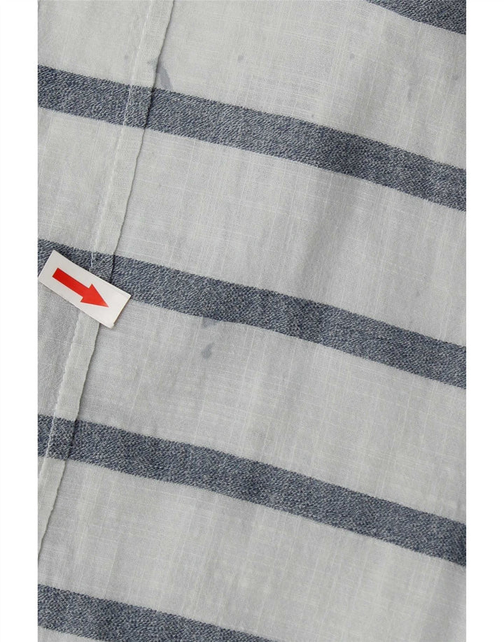 Zara blusa feminina oversized top UK 18 XL listrado azul