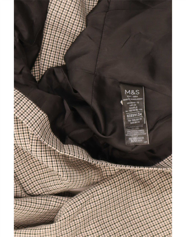 Jaqueta blazer feminina de 1 botão Marks & Spencer Reino Unido 12 xadrez cinza médio