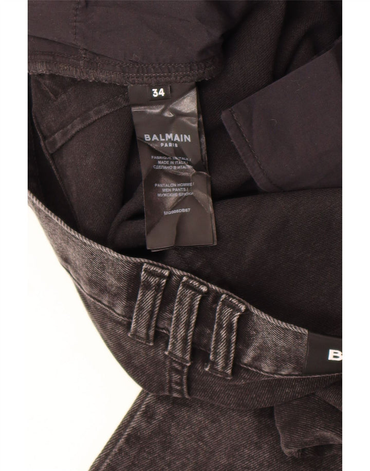 Balmain Masculino Slim Jeans W34 L30 Algodão Cinza