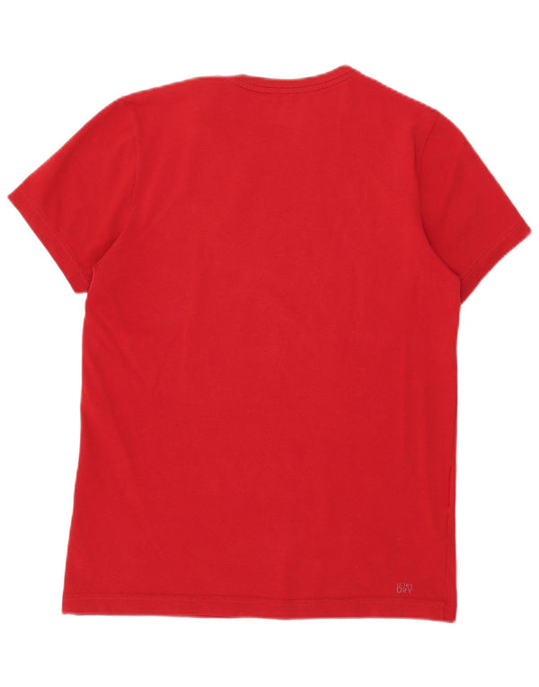 Camiseta gráfica masculina Lacoste tamanho superior 3 pequeno algodão vermelho