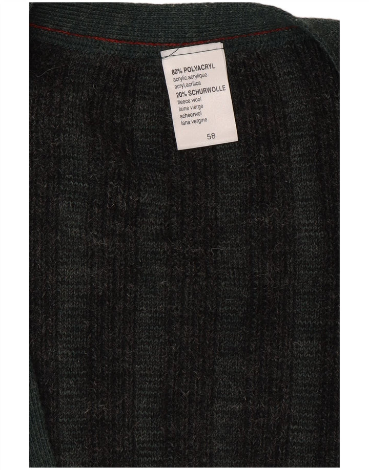 Suéter cardigã masculino VINTAGE IT 58 3XL poliacrílico listrado verde