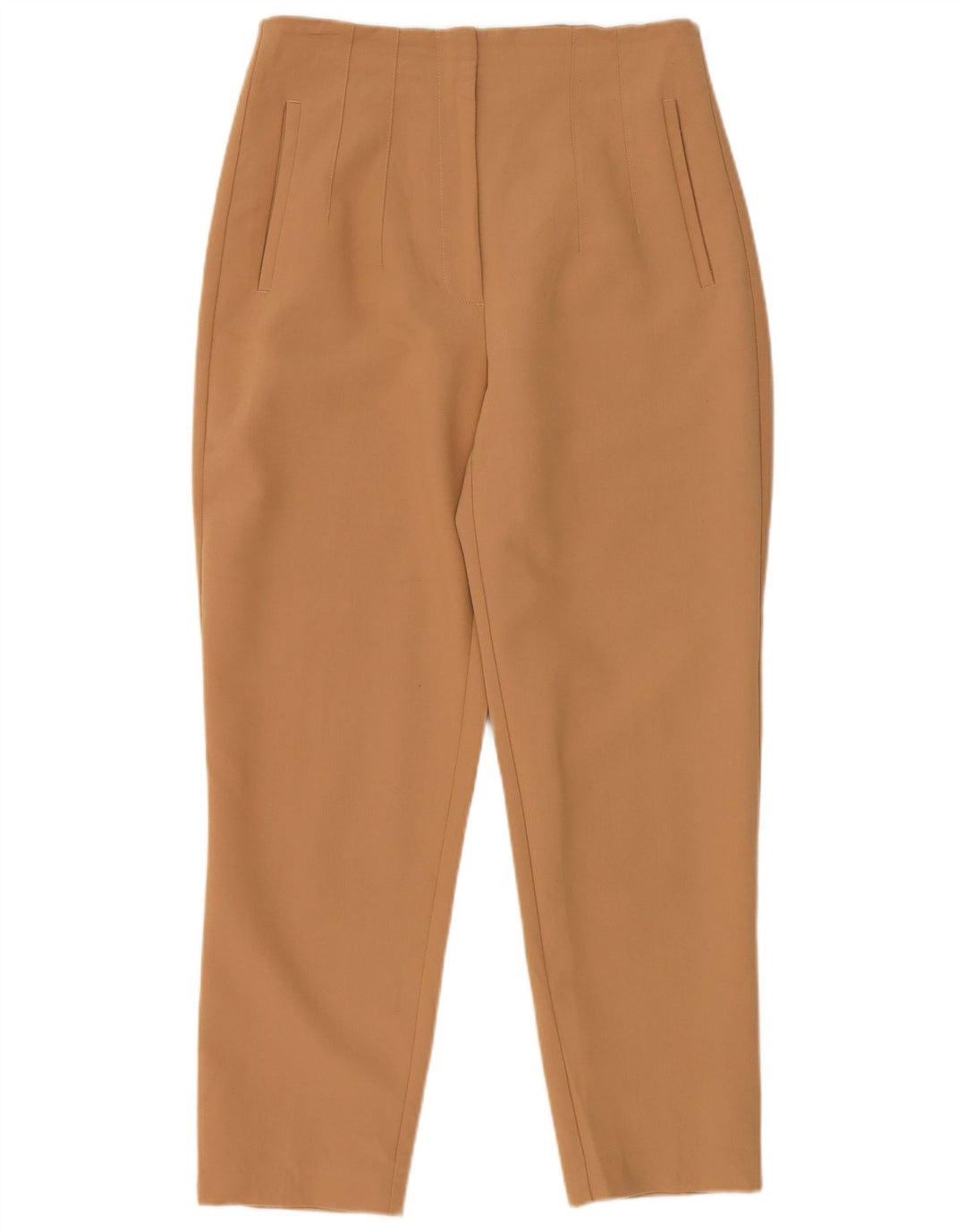 Calça feminina Zara Slim Cropped Médio W28 L26 Poliéster Bege