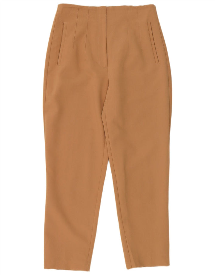 Calça feminina Zara Slim Cropped Médio W28 L26 Poliéster Bege