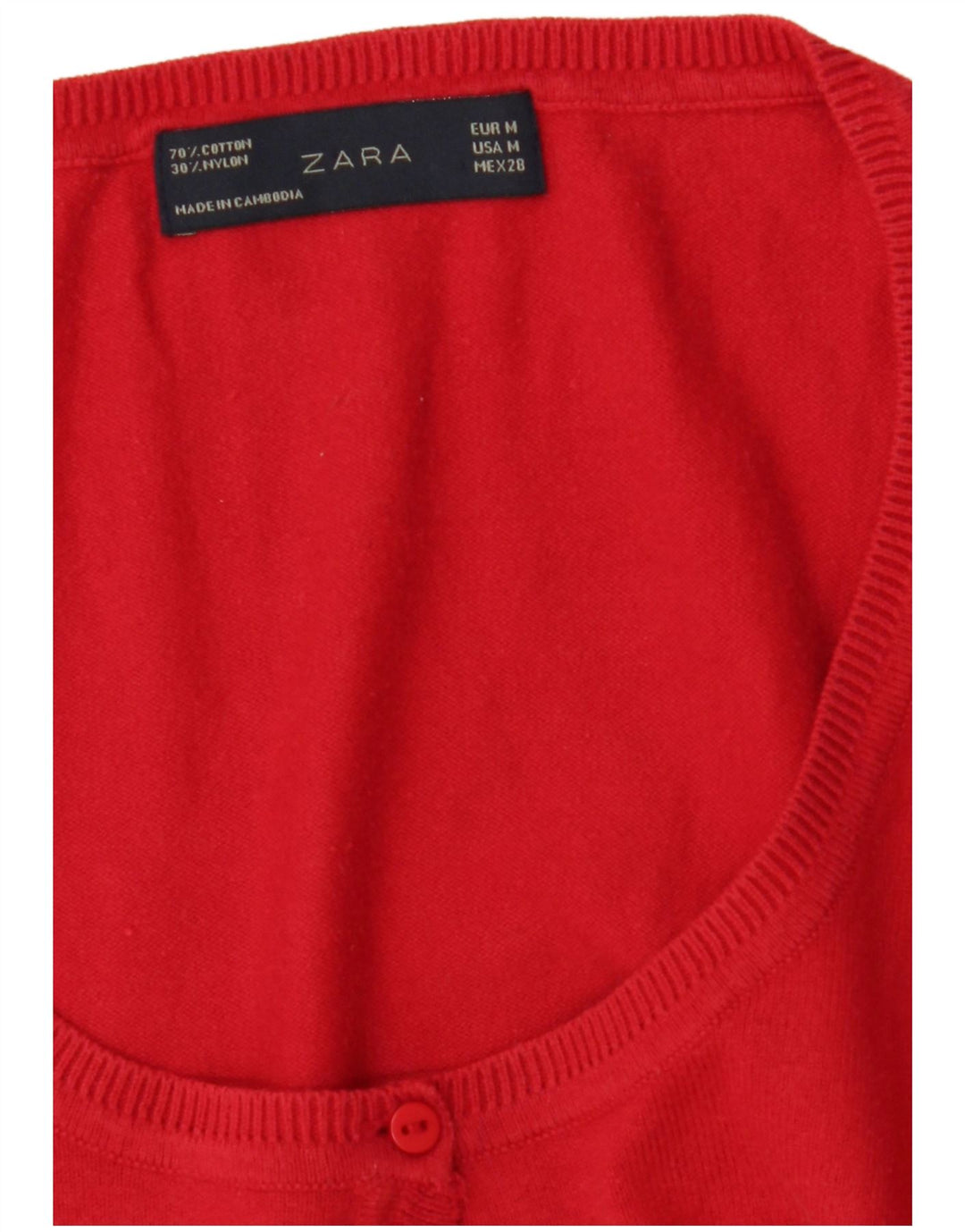 Suéter cardigã feminino Zara manga 3/4 UK 12 vermelho médio