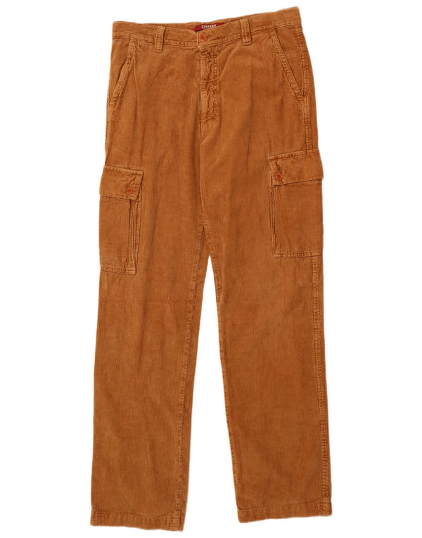Carrera Mens Cargo Corduroy Calças IT 50 Grande W34 L33 Algodão Marrom