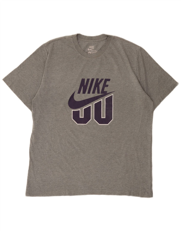 Camiseta Nike masculina gráfica Top XL cinza manchado de algodão