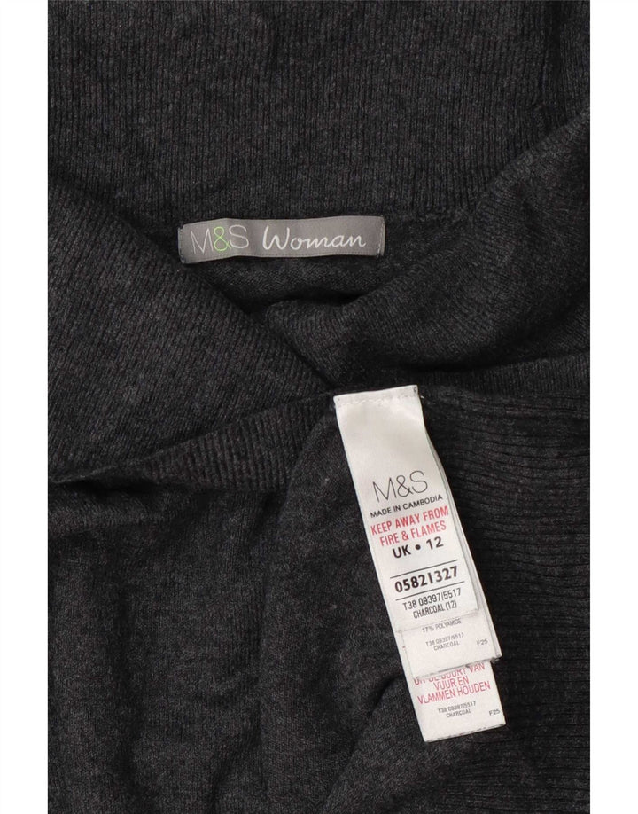 Suéter feminino Marks & Spencer com gola redonda Reino Unido 12 viscose cinza médio