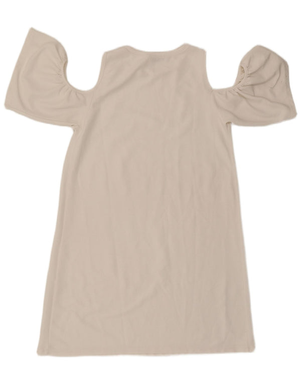Vestido feminino Zara com ombro de fora UK 10 pequeno branco