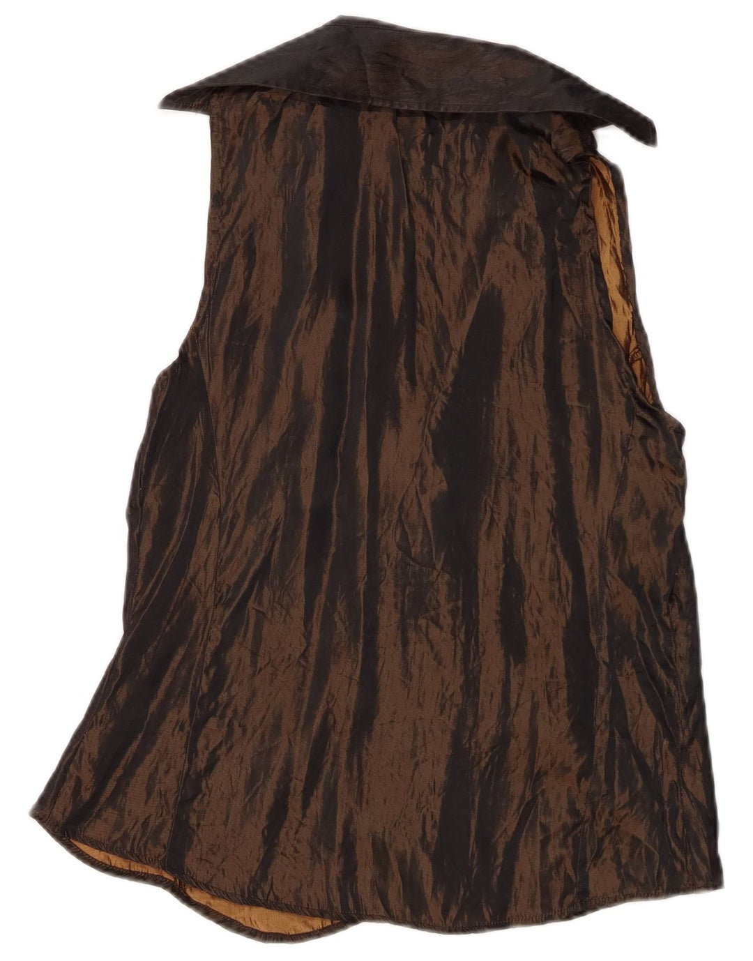 Blusa feminina sem mangas Zara Reino Unido 12 acetato marrom médio