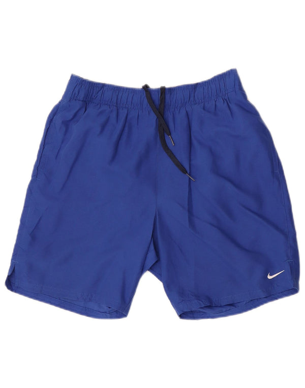 Shorts esportivos femininos Nike UK 10 pequeno azul poliéster
