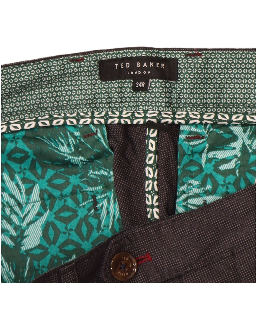 Calça masculina slim Ted Baker W34 L32 algodão cinza