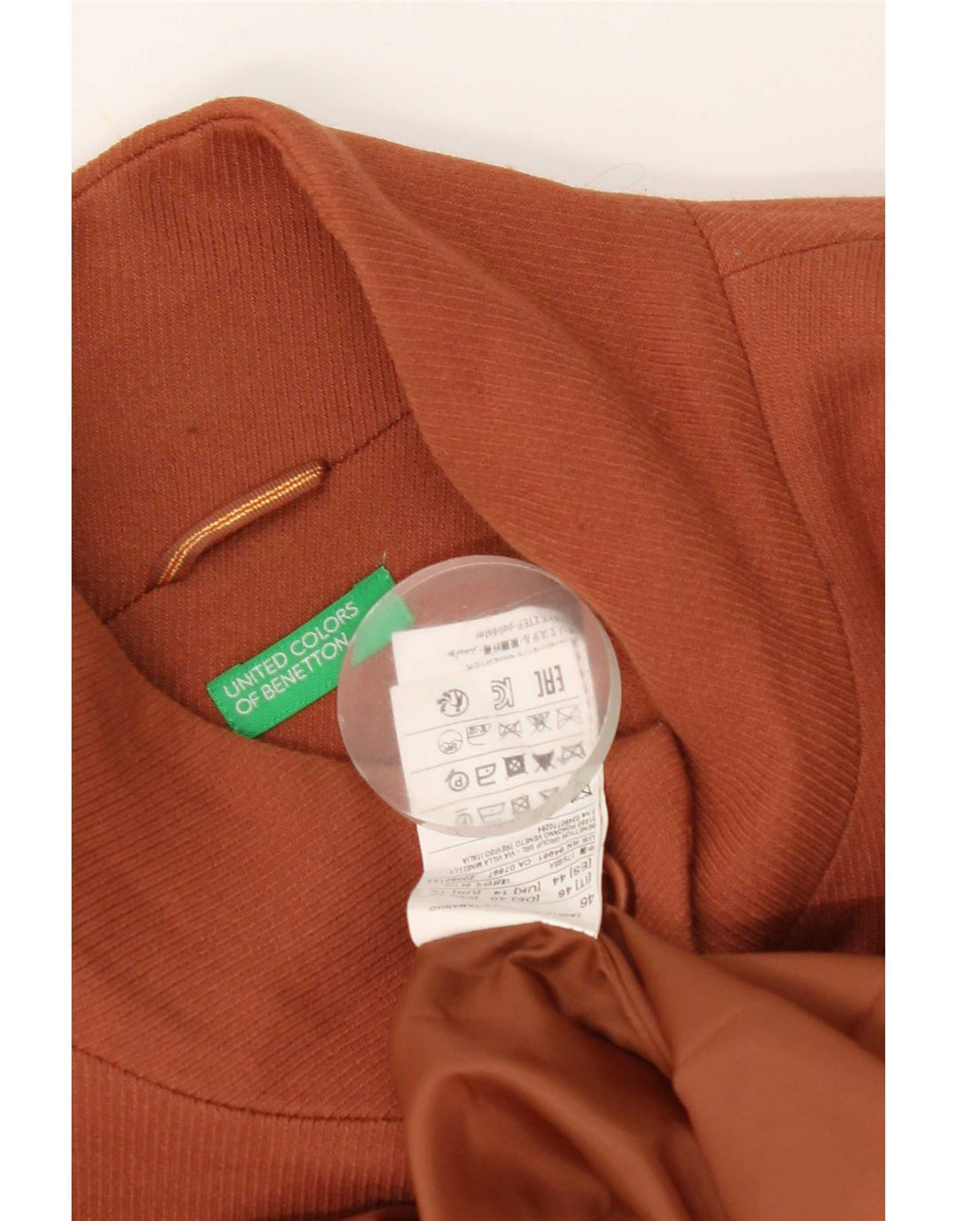 Sobretudo feminino Benetton UK 14 grande poliéster marrom
