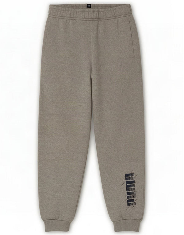 Puma Boys Graphic Calças de treino Joggers 9-10 anos Algodão manchado cinza