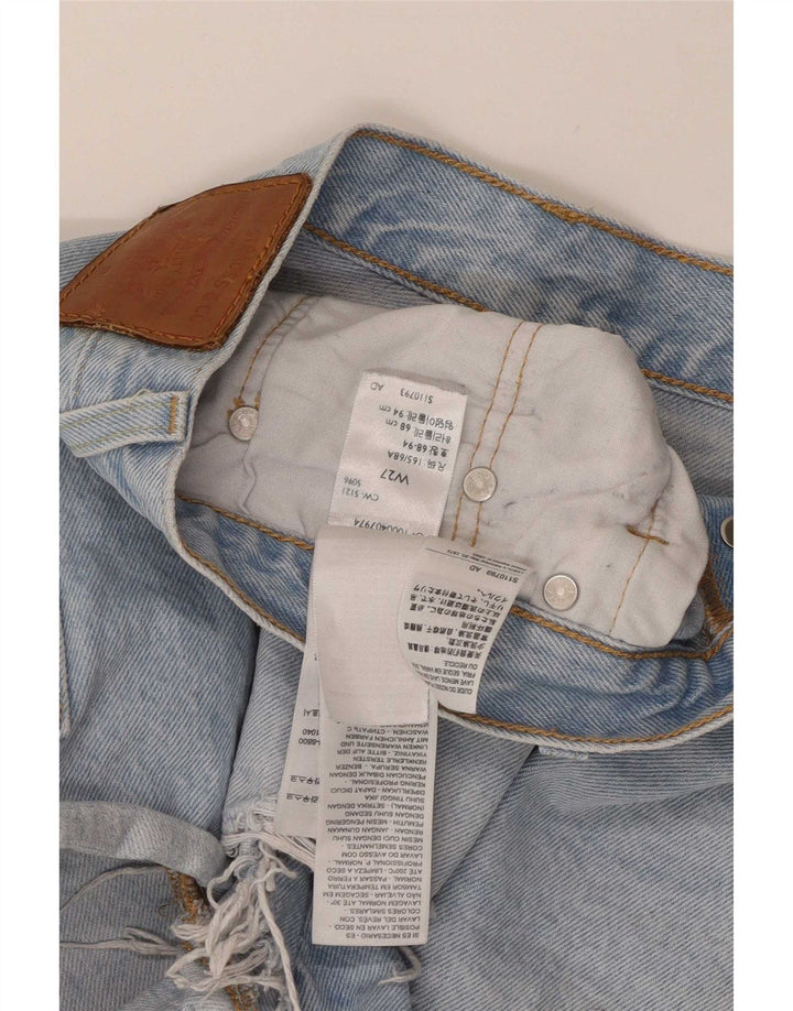 Shorts jeans feminino Levi's desgastado pequeno W27 algodão azul