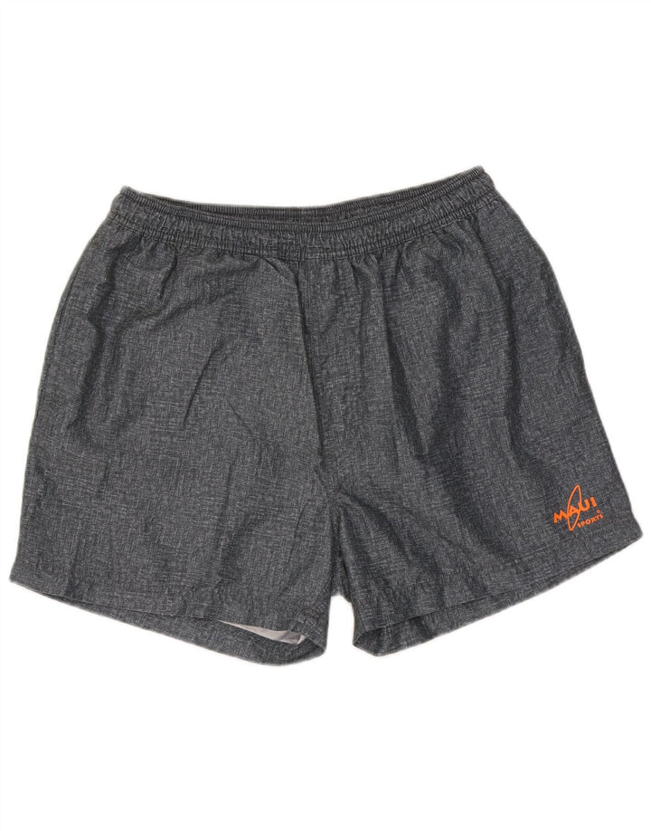 Shorts esportivos masculinos vintage grande poliéster cinza