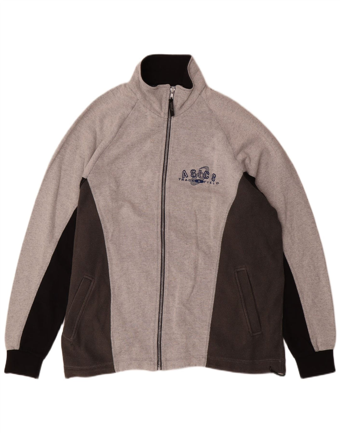 ASICS Mens Treino Top Jacket Grande Cinza Colourblock Algodão