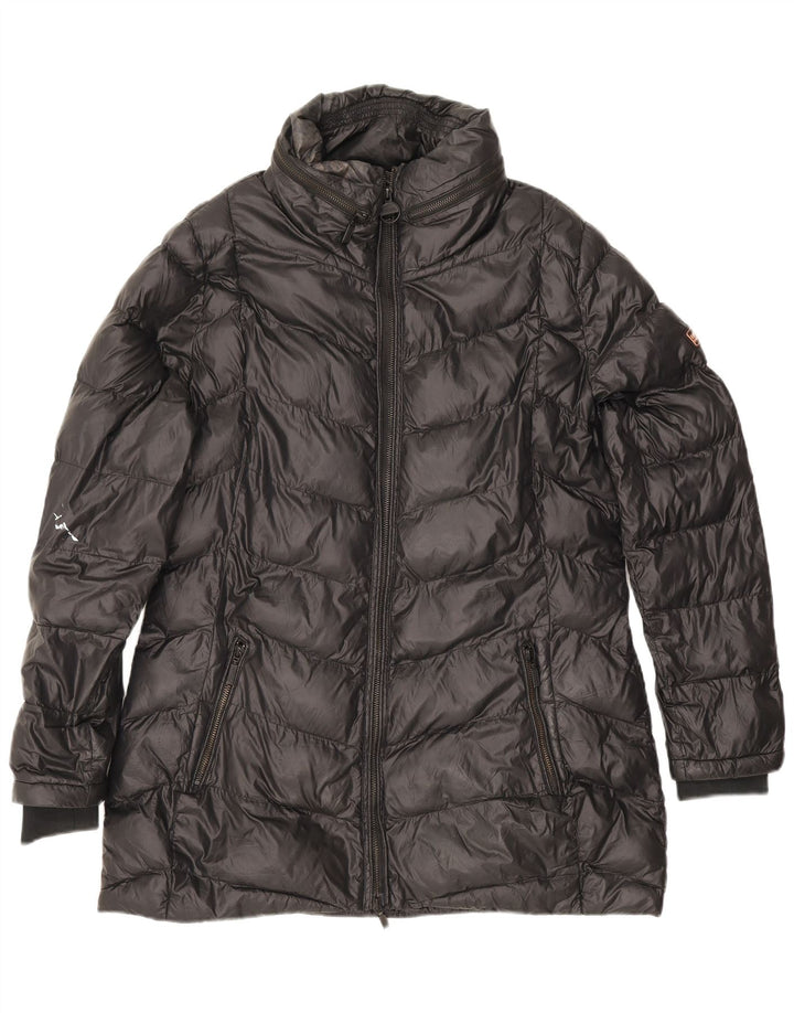 Jaqueta acolchoada com capuz feminina Barbour UK 16 grande poliamida preta