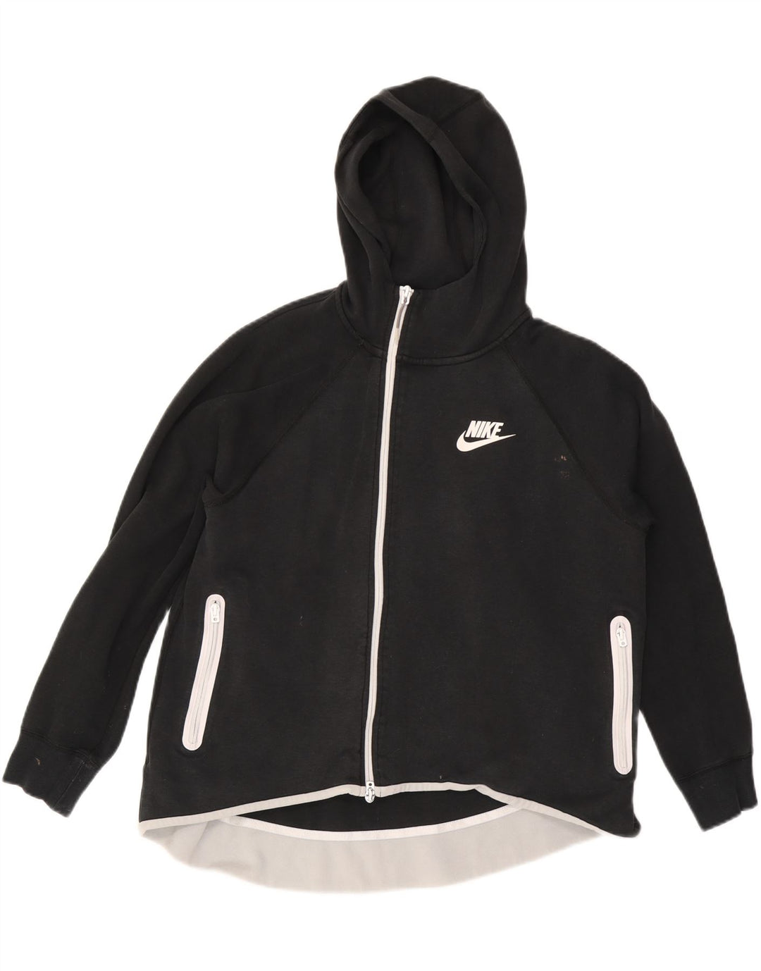 Suéter feminino Nike com capuz e zíper UK 16 grande algodão preto
