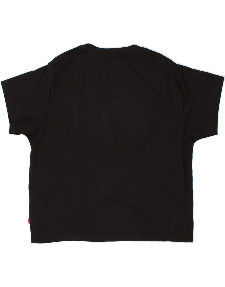 LEVI'S Womens Crop Oversized Graphic T-Shirt Top UK 6 XS Black Cotton Vintage Levi's and Second-Hand Levi's from Messina Hembry 